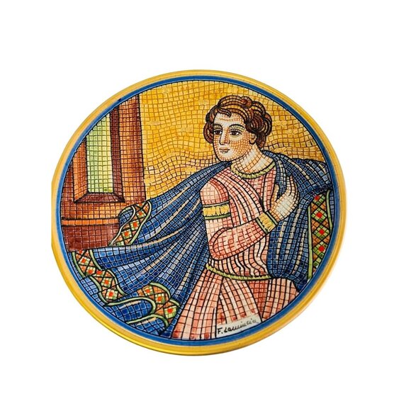 Hand Painted Veneto Flair Decorative Plate 1986 Giuseppe il Mantello by Franco L - Picture 5 of 11